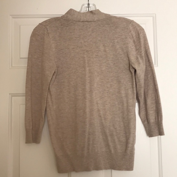 Ann Taylor Oatmeal sweater shirt or navy. - Picture 2 of 7